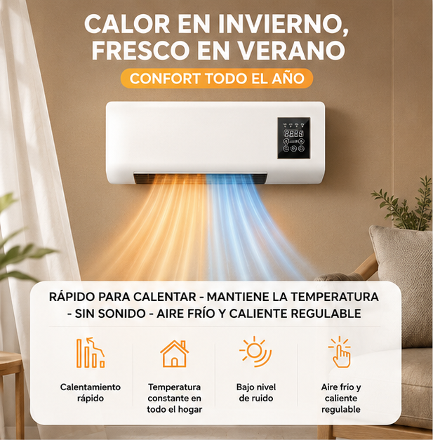 Calefactor Eléctrico de Pared 2 en 1 Frío/Calor
