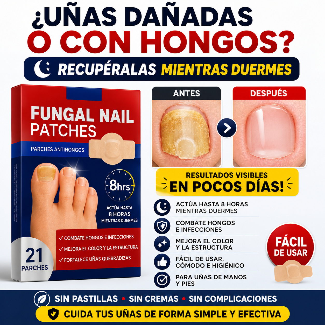 PARCHES ANTIHONGOS - ¡Recupera tus uñas mientras duermes!🌙