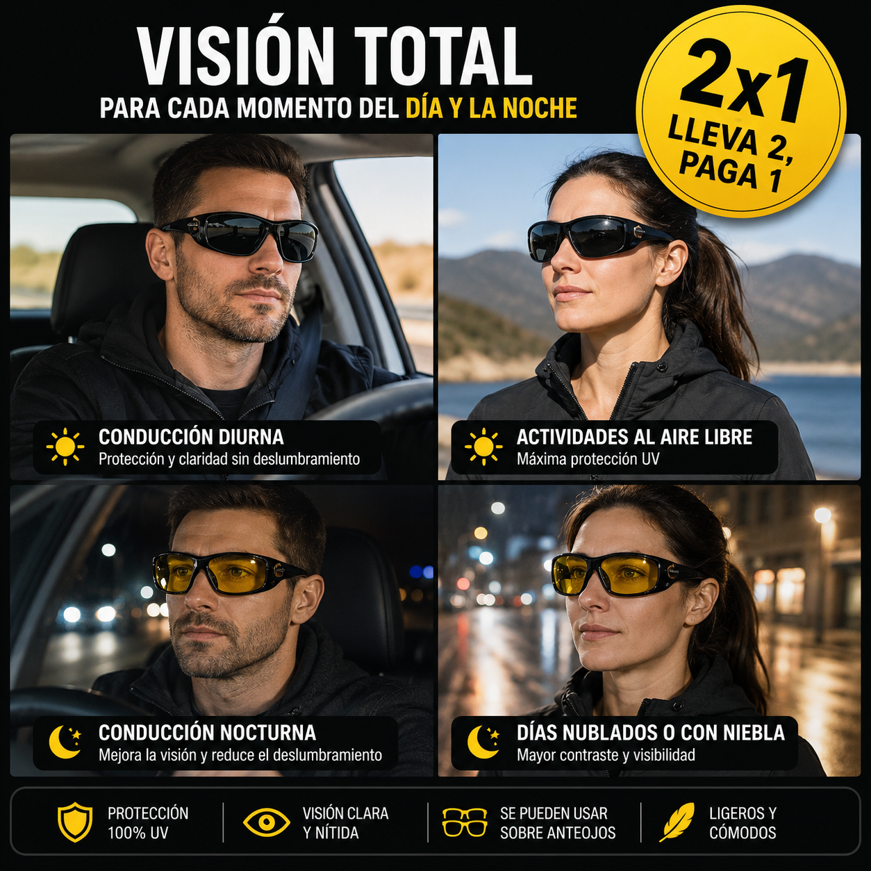 Lentes Visión Pro HD – Visión Clara de Día y Noche + Envio GRATIS