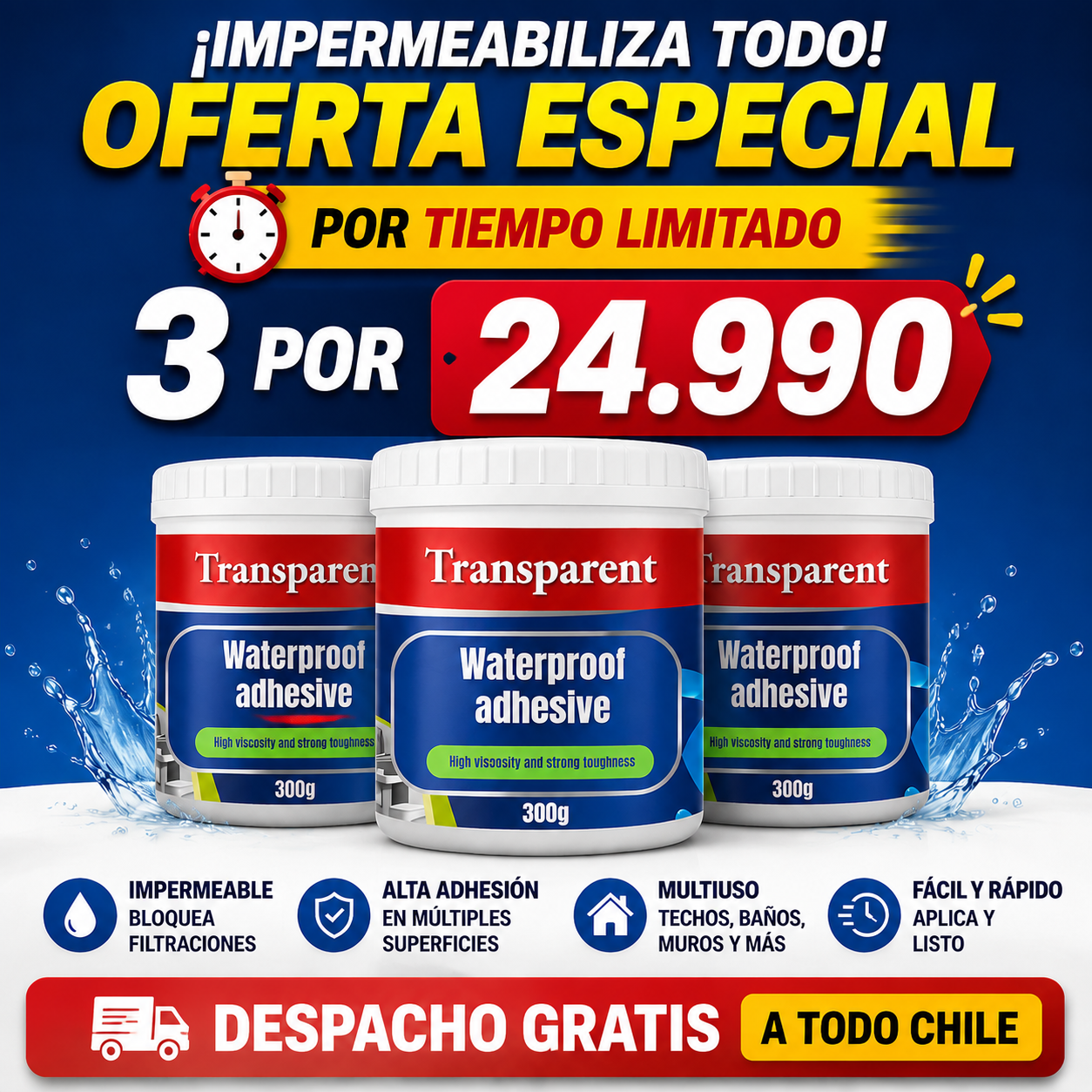 Tapagoteras Sellador Impermeable Pack Invierno