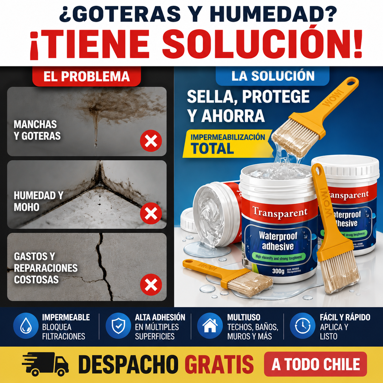 Tapagoteras Sellador Impermeable Pack Invierno