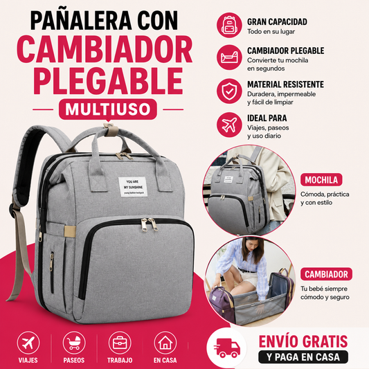PAÑALERA CON CAMBIADOR PLEGABLE MULTIUSO