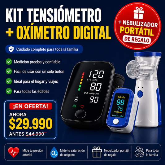 Kit Tensiometro Más Oximetro + Envio Gratis + Nebulizador Portatil de REGALO