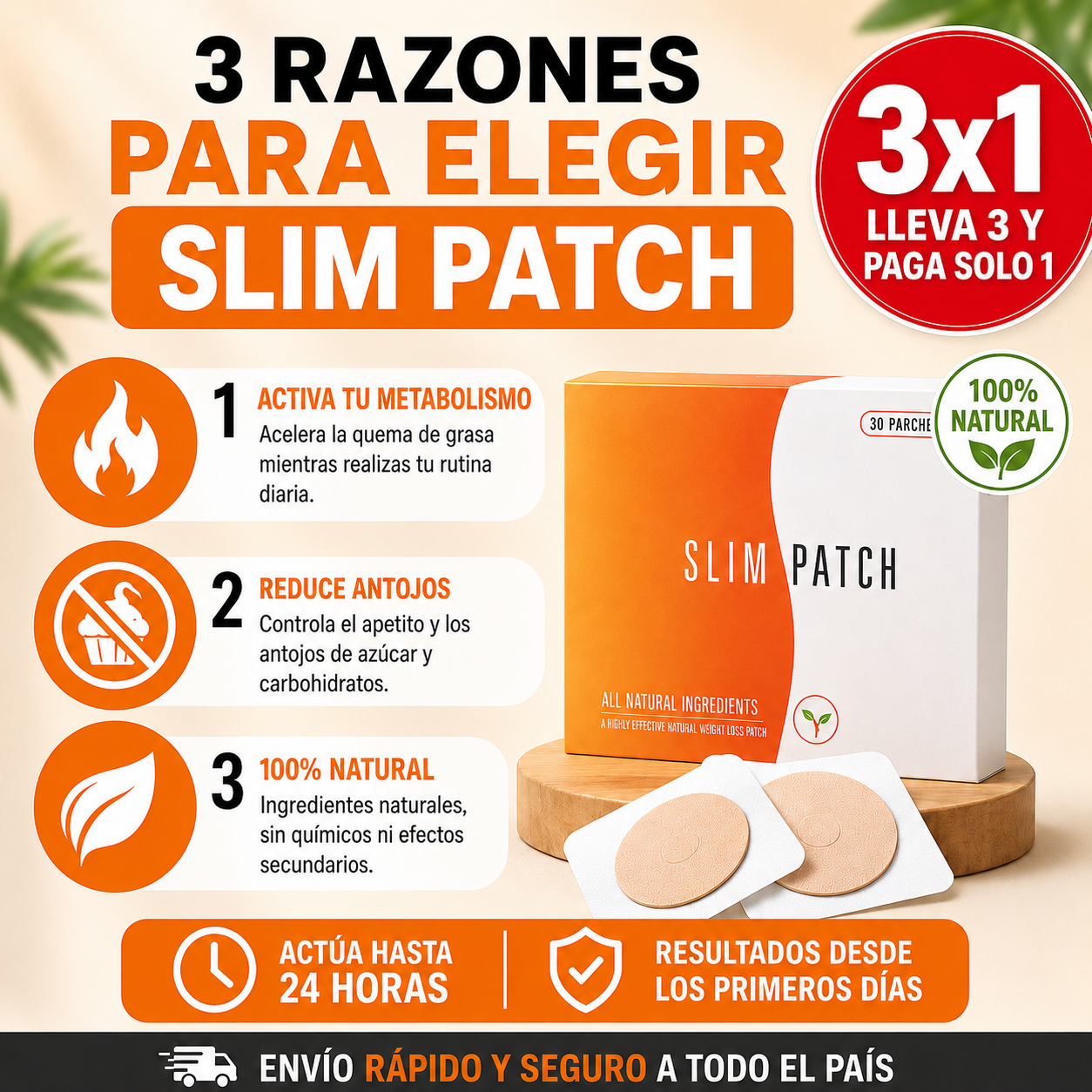 SLIM PATCH - El Quemador de Grasa Natural + 3X1🔥+ Envio GRATIS