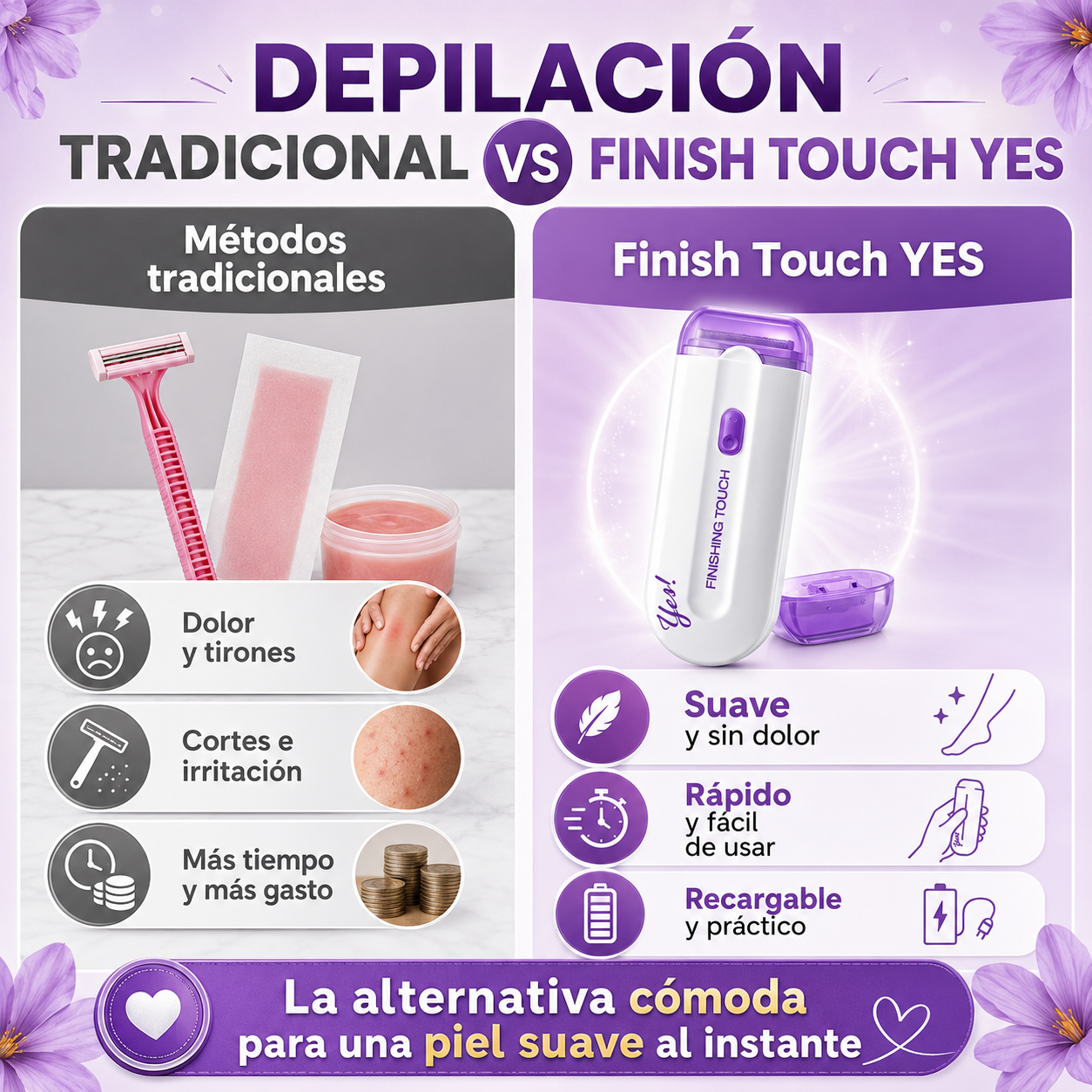 Finish Touch YES – Tu Aliada para una Piel Siempre Suave + Crema blanqueadora de REGALO + Envio GRATIS