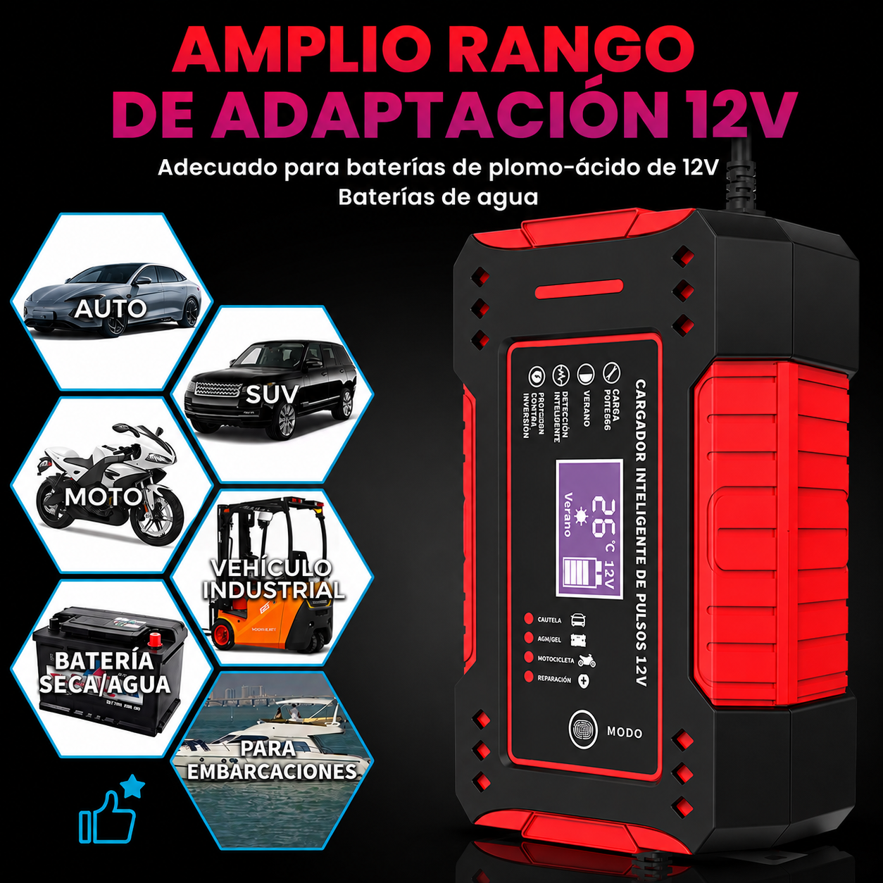 BATTERY FORCE PRO™ - Carga y Recuperación Inteligente + CEPILLO LIMPIAVIDRIO DE REGALO