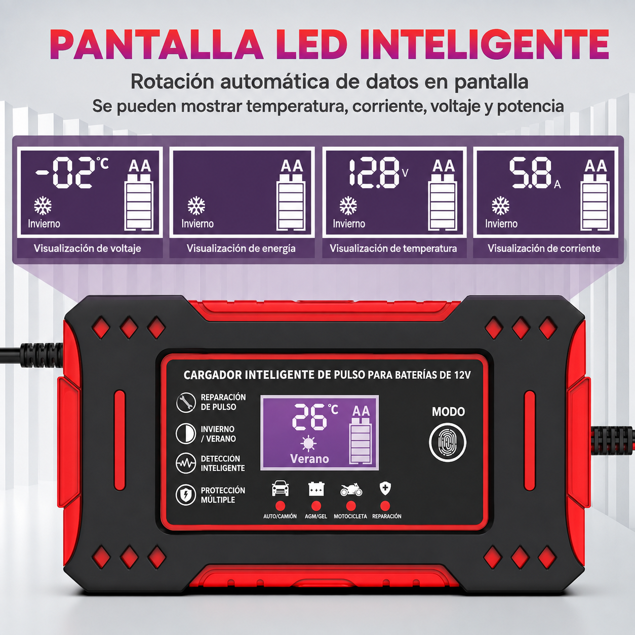 BATTERY FORCE PRO™ - Carga y Recuperación Inteligente + CEPILLO LIMPIAVIDRIO DE REGALO
