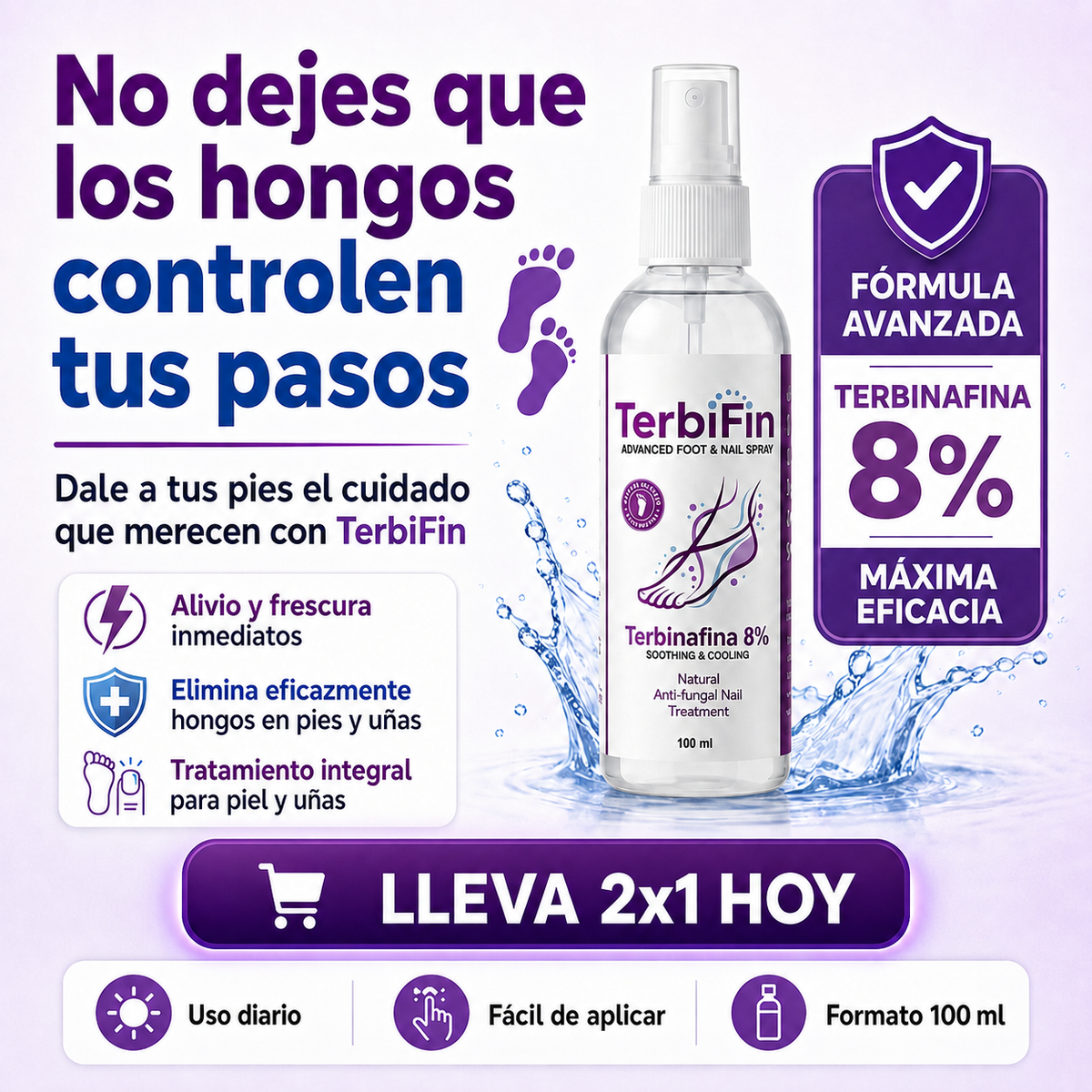 TerbiFin - Spray Antifungico Avanzado Para Pies y Uñas + 2x1+ Envio GRATIS
