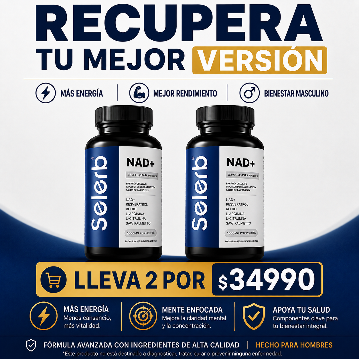 SELERB NAD+ APOYO CARDIOVASCULAR PARA HOMBRES