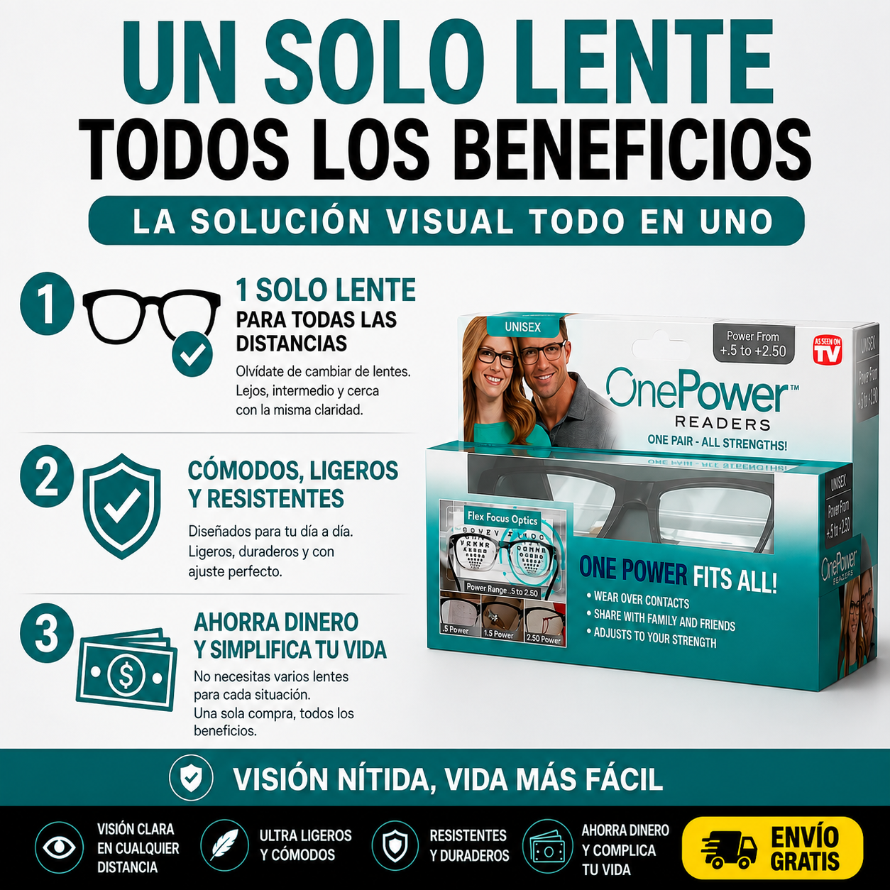 ONE POWER - LENTES MULTIFOCALES + Envio Gratis + Estuche de Viaje de REGALO