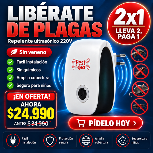 Repelente Ultrasónico para Plagas + Promocion 2x1 + Envío Gratis