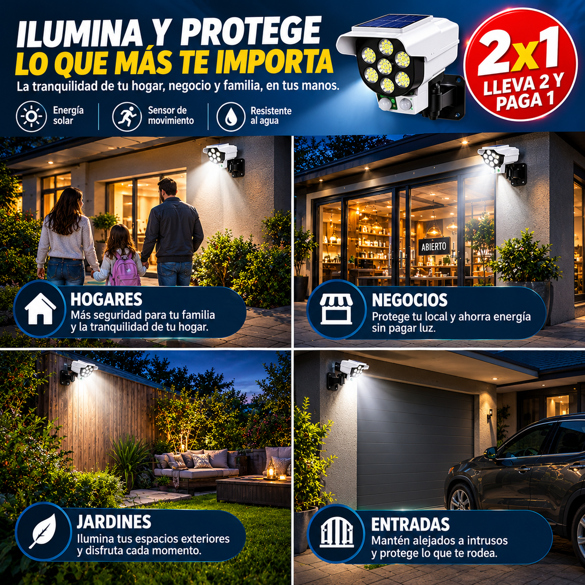 Foco Solar Tipo Camara + Control Remoto + 2x1 + Envio GRATIS