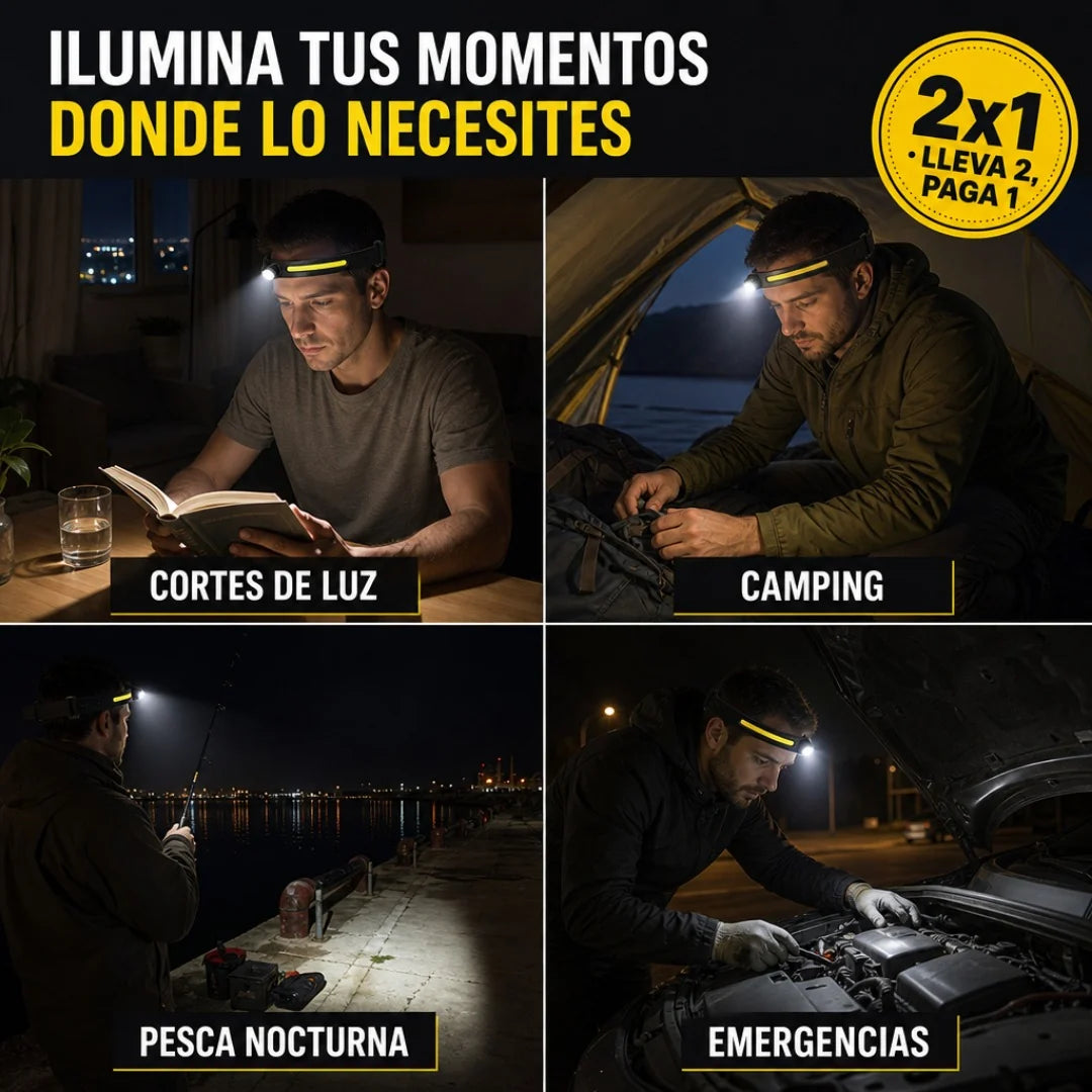 Linterna Led Frontal de Cintillo Recargable + Envio Gratis