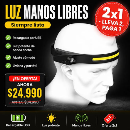 Linterna Led Frontal de Cintillo Recargable + Envio Gratis