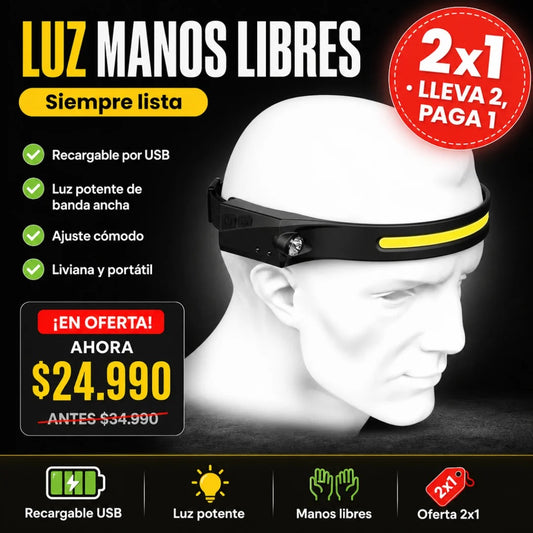 Linterna Led Frontal de Cintillo Recargable + Envio Gratis